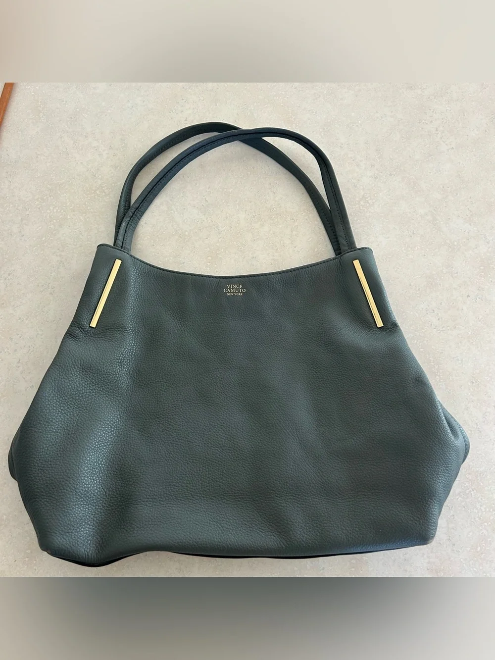Vince Camuto  Pebbled Leather Tote with Gold Accents